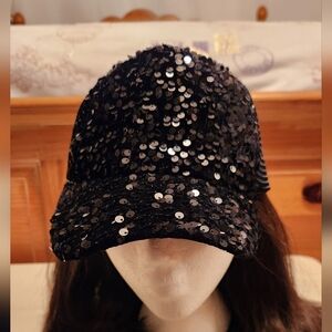 Black Sequin Ballcap
